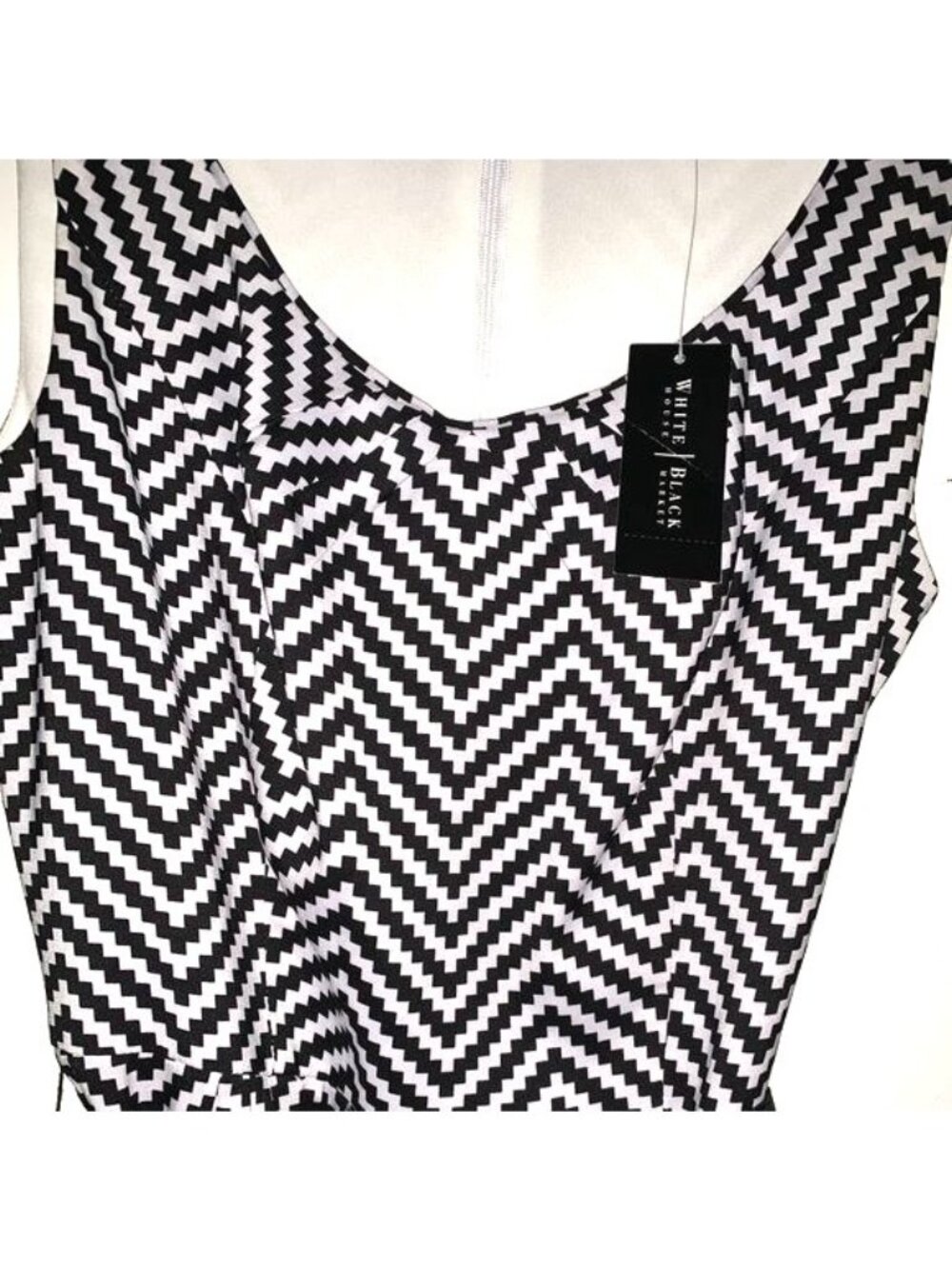 White House Black Market Chevron Print Sleeveless Dress Size 00 With Tags - Picture 6 of 10
